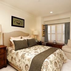 Neutral Country Bedroom With Striped Chair