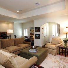 Neutral Transitional Living Room With Sectional