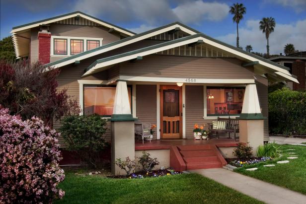 Brown Craftsman Bungalow Exterior