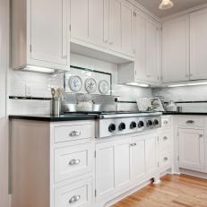 White Kitchen Cabinets and Cooktop