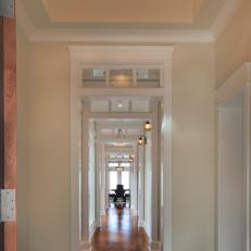White Hallway With Glass Light Fixture