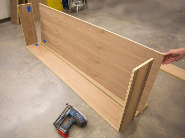 Precut all plywood, poplar and walnut pieces A-P with a table saw or circular saw.