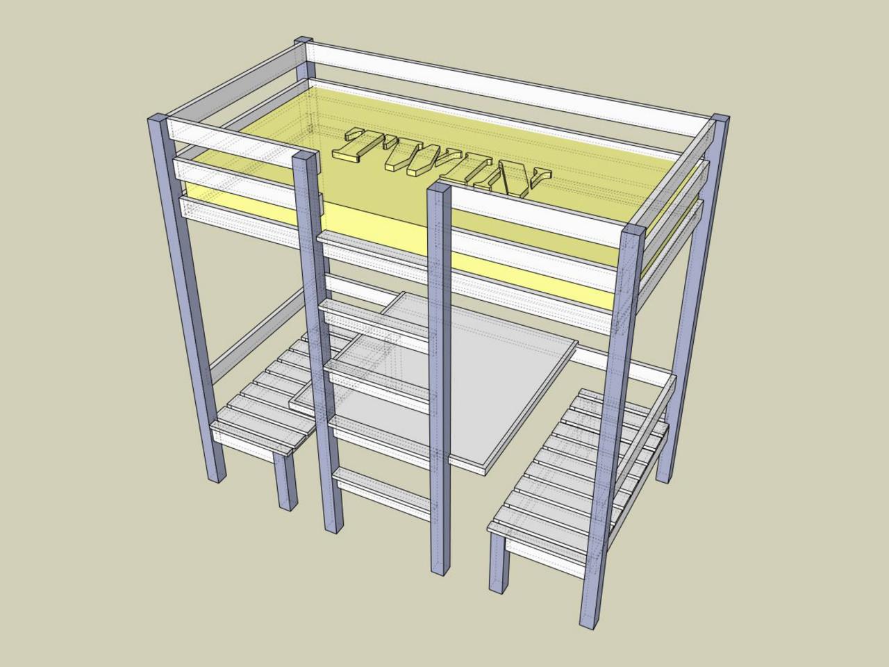 bunk bed with table and bench seats