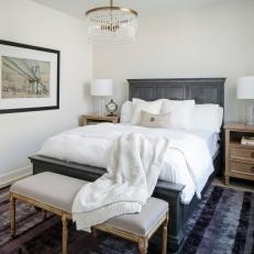 Neutral Guest Bedroom with Gray Headboard and Footboard