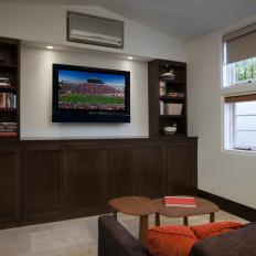 Transitional Basement Living Room is Comfortable