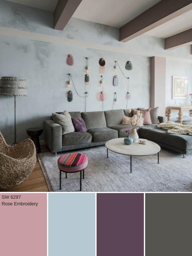 dusky pink and grey lounge