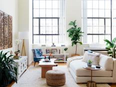 Tasked with outfitting an industrial loft for a doctor with a rare medical condition, interior designer Barbara Vail drew on earthy elements for inspiration. See how she created a serene retreat where her client can rest and recharge, as well as express his creativity. 
