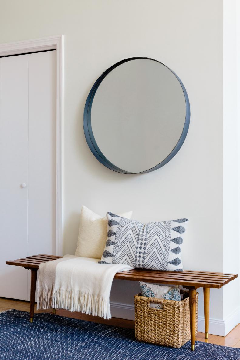 Blue Details in Elegant Geometric Entryway