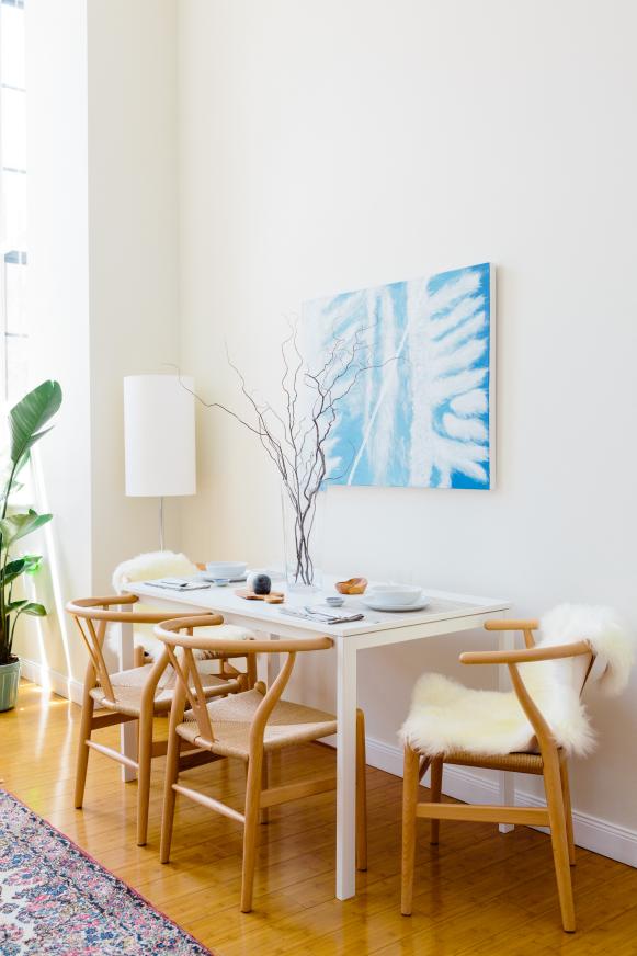 Loft Apartment Kitchen with Bold Blue Painting