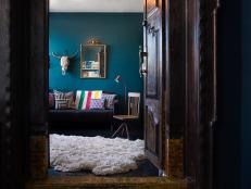 Eclectic Sitting Room with Bold Paint