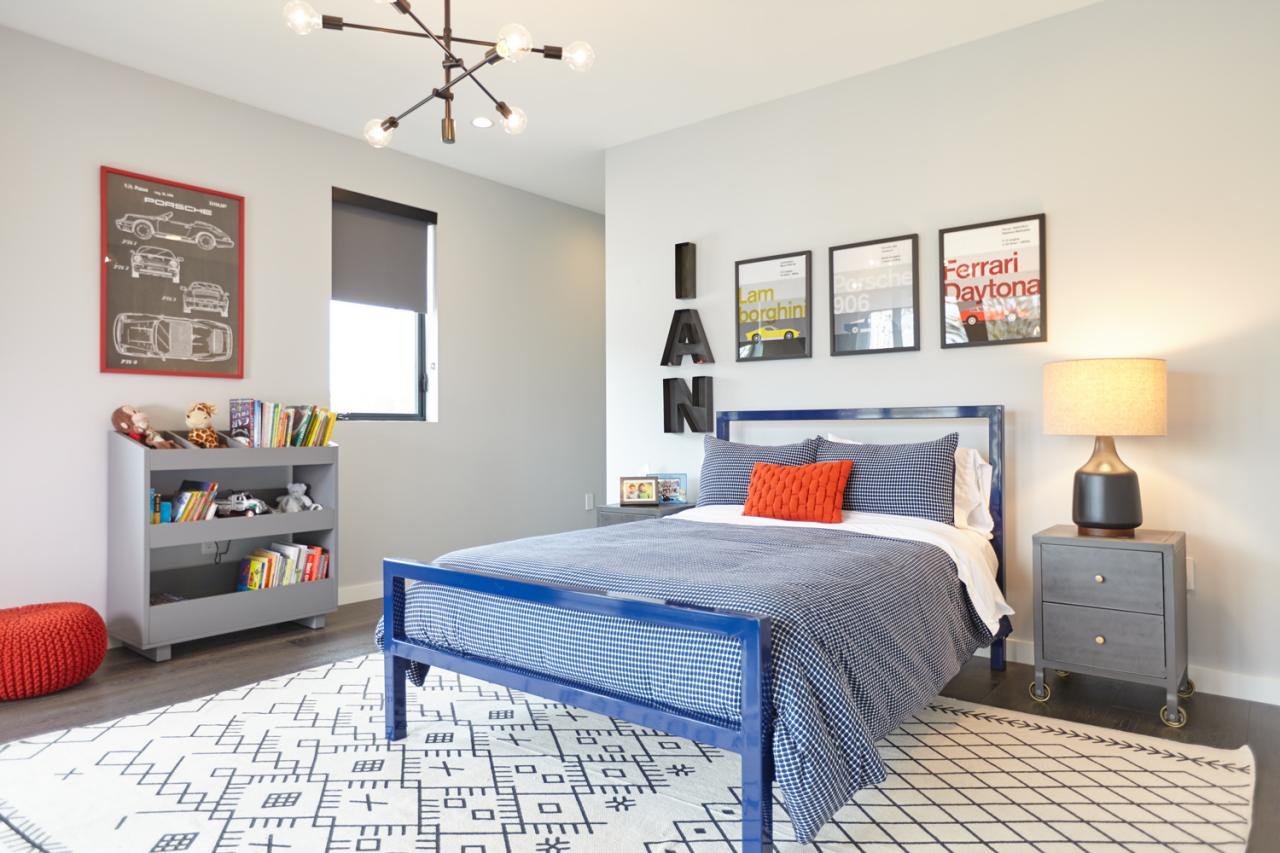 blue and grey kids bedroom