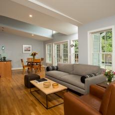 Contemporary Living Room With Gray Sofa