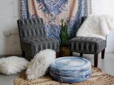 Summer is in full swing and indigo is everywhere. This bohemian blue look is popping up on everything from dresses to couches.  You may have already incorporated it into your wardrobe but here is a simple way to bring it into your home. The best part is this ottoman will make a statement on your porch or your living room.