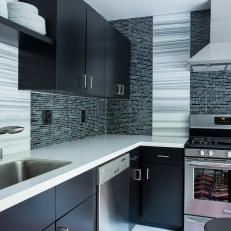 Stylish Mix of Black and White Walls in Contemporary Kitchen