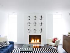 Contemporary Fire Place with Statue Wall Art