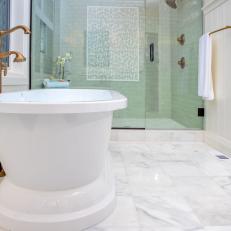 White Spa Bathroom With Freestanding Tub