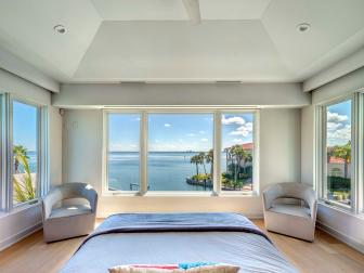 Master Bedroom With Tray Ceiling and Ocean View