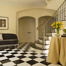 Foyer With Black and White Floor