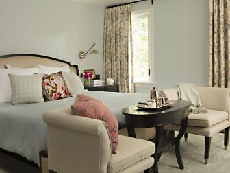 Blue Transitional Bedroom With Pink Pillow Design Photos HGTV Blue Transitional Bedroom With Pink Pillow Design Photos HGTV