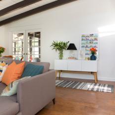 Exposed Beam Ceilings Gives Living Room Added Interest