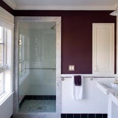 Purple Bathroom With Gray Floor
