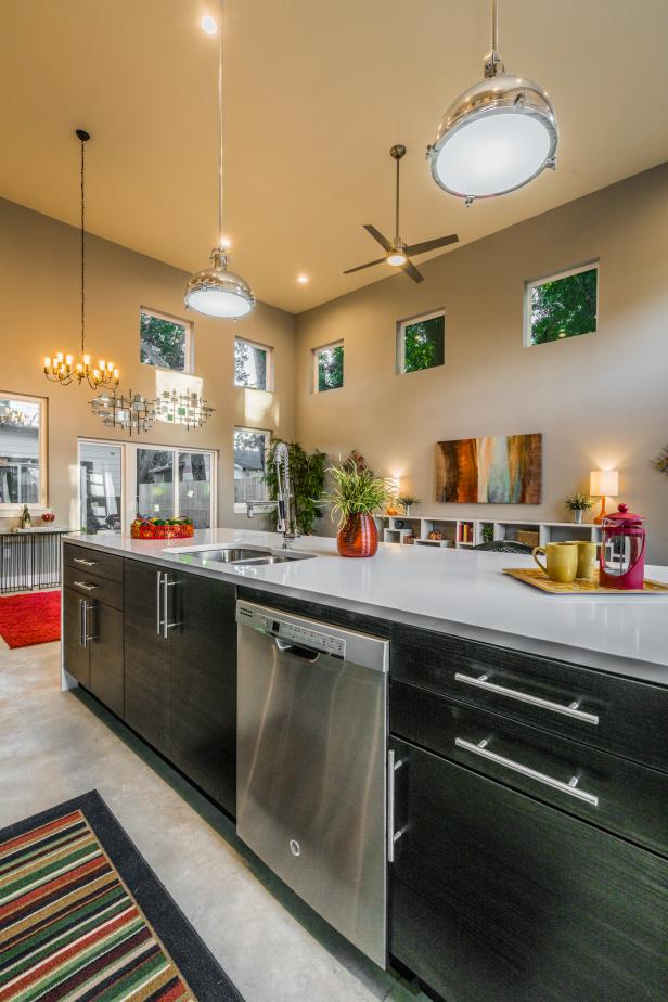 Stylish Black Cabinets Create Functional Kitchen Island | HGTV