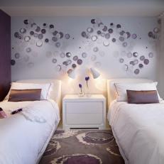 Contemporary Purple Bedroom With Twin Beds