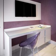 Purple Modern Workspace With Lucite Chair