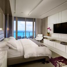 White Contemporary Bedroom With Ocean View