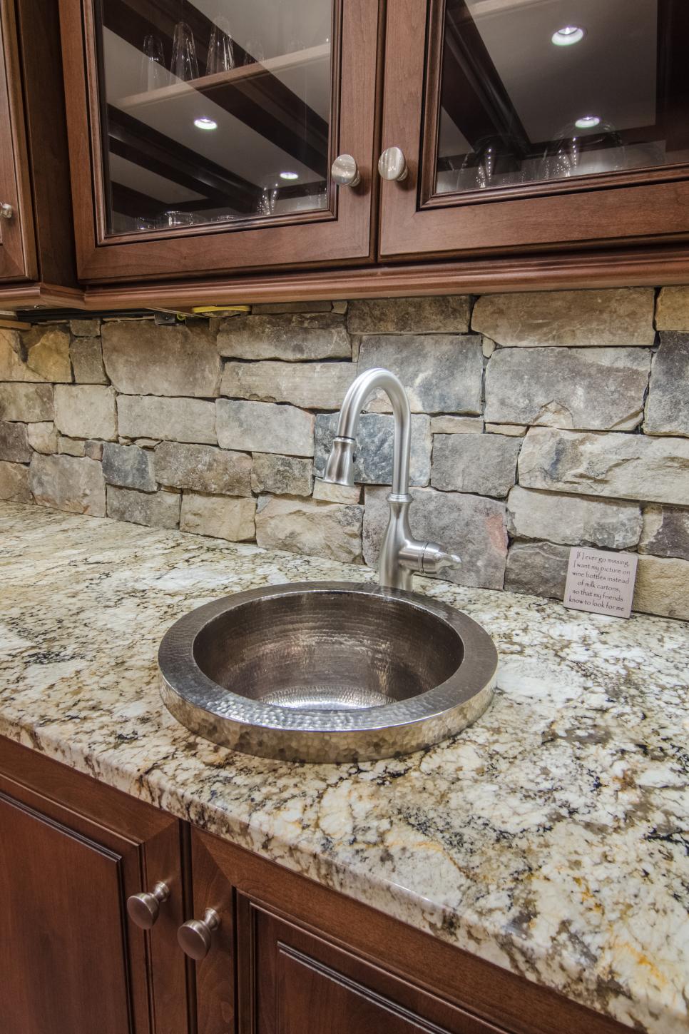 Kitchen Sink With Stone Backsplash HGTV