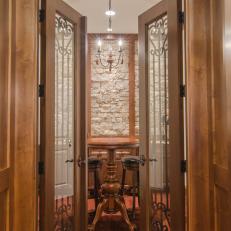 Wood and Glass Double Door Entrance
