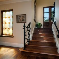 Elegant Wood Staircase in French Country Estate