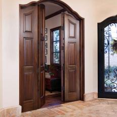 Beautiful Wood Doors Open Into Home Office