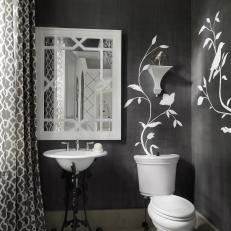 White Details in Charcoal Powder Room