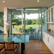 Cape Cod Dining Area With Sliding Doors