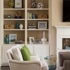 Living Room Features Cream Accent Chairs