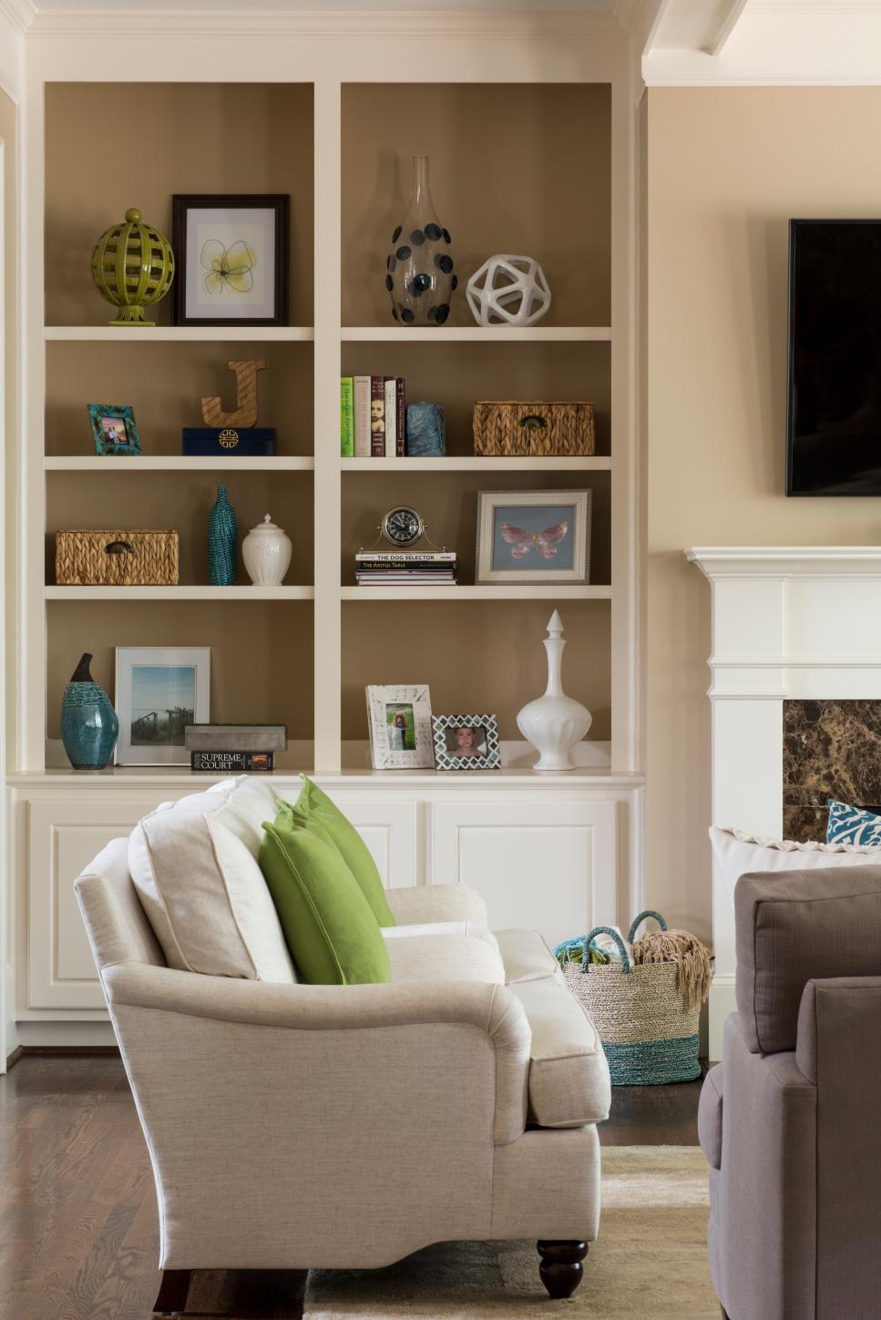 Living Room Features Cream Accent Chairs | HGTV