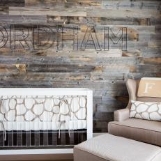 Modern Rustic Nursery With Driftwood Accent Wall