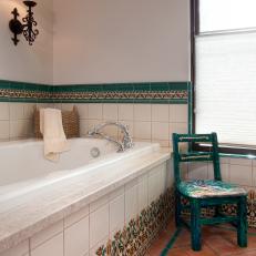 Private Bathtub Highlighted by Spanish Tile