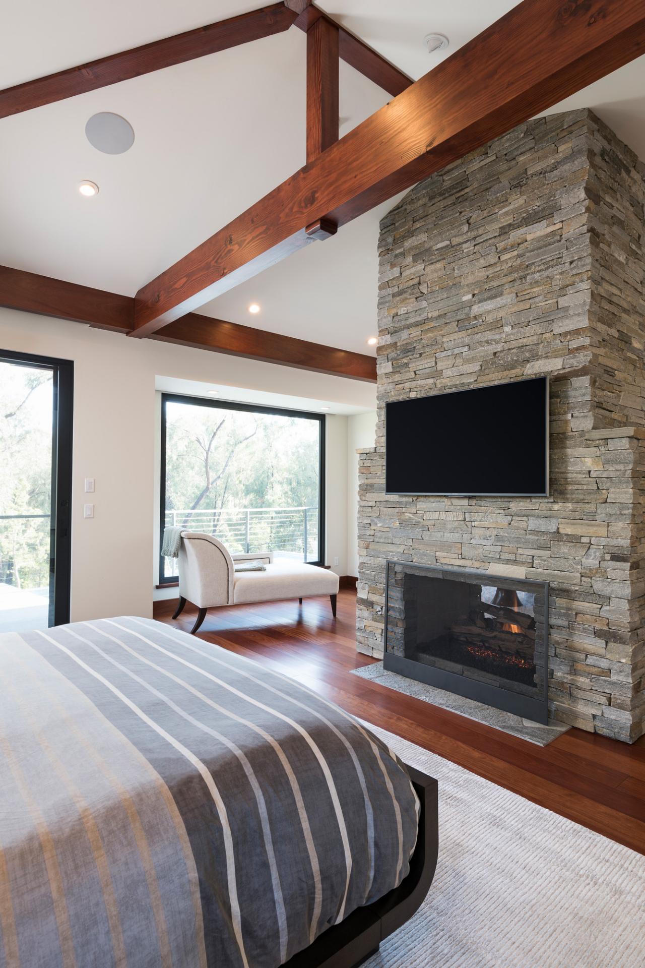 Statement Making Stone Fireplace In Master Bedroom Hgtv