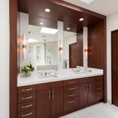 Contemporary, White Bathroom With Double Vanity