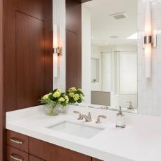 Contemproary Bathroom Vanity Mixes Chic Brown and White