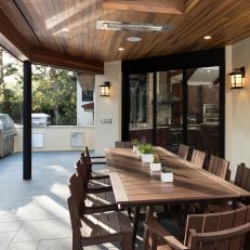 Contemporary Outdoor Kitchen and Dining Area