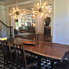 Eclectic Dining Room With Star Pendants