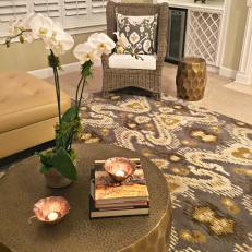 Neutral Sitting Room With Ikat Rug