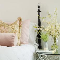 Feminine Bedroom With Soft Pink and Floral Decor