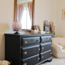 Upcycled Black Dresser with Pink Crystal Drawer Pulls