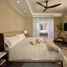 Neutral Contemporary Bedroom With Ceiling Fan