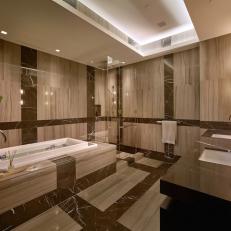 Brown Modern Spa Bathroom With Stripes