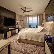 Brown Contemporary Bedroom With Ocean View